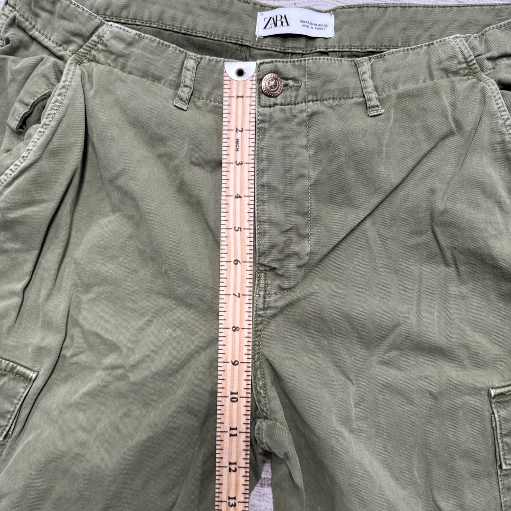 Zara Cargo Pants Women's 10 Olive Green Cotton Tapered Utility Hunting Joggers - Picture 6 of 8